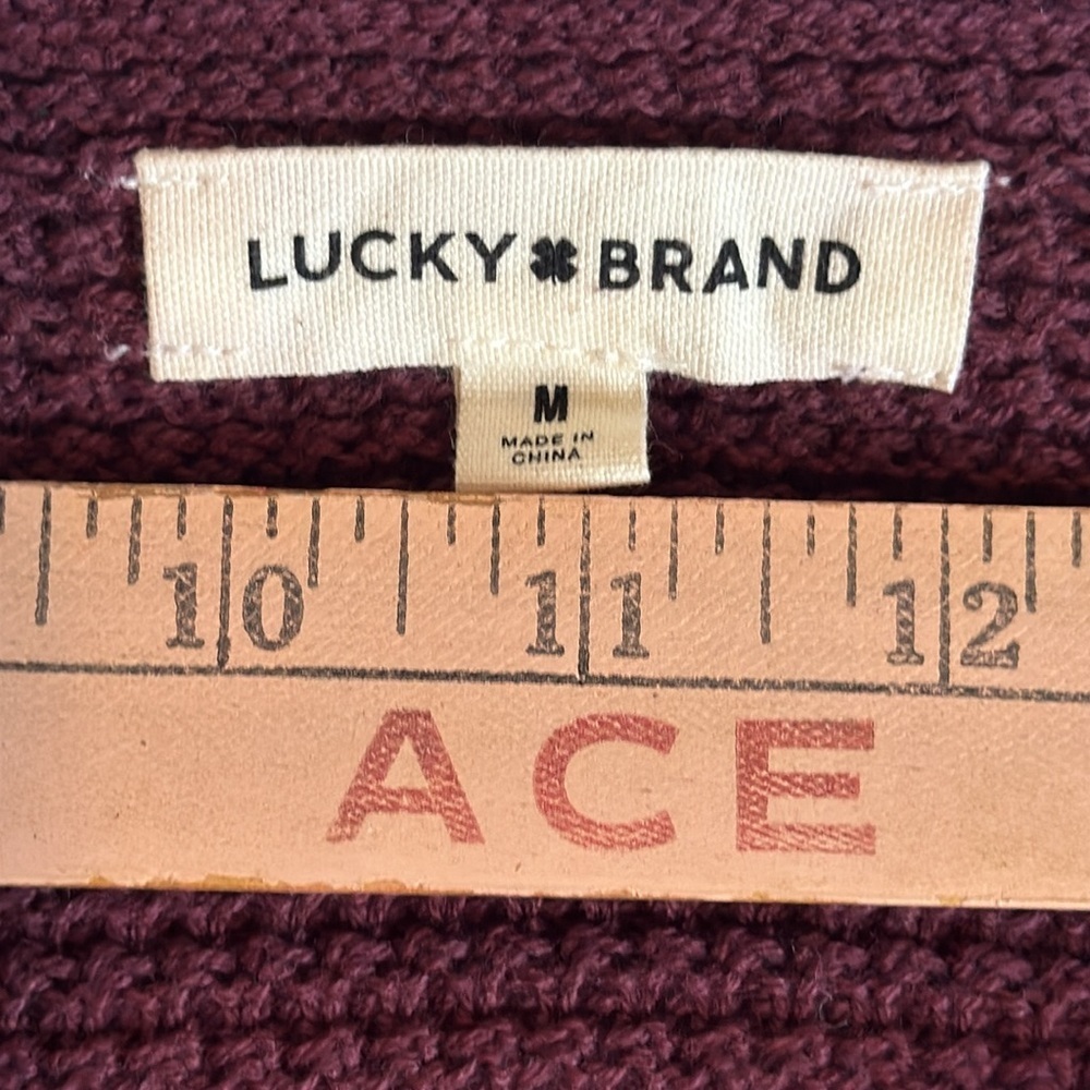 Lucky Brand crew neck sweater, burgundy women’s size medium - Picture 4 of 12